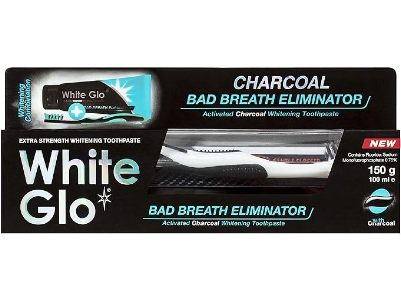 White glo toothpaste bad breath eliminator charocal 150mg