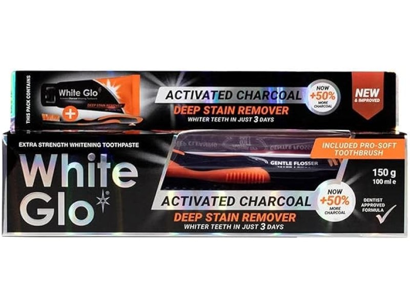 White glo toothpaste deep stain remover charocal 150mg