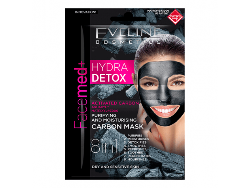 Eveline hydra detox purifying and moisturizing carbon mask Eveline hydra detox purifying and moisturizing carbon mask