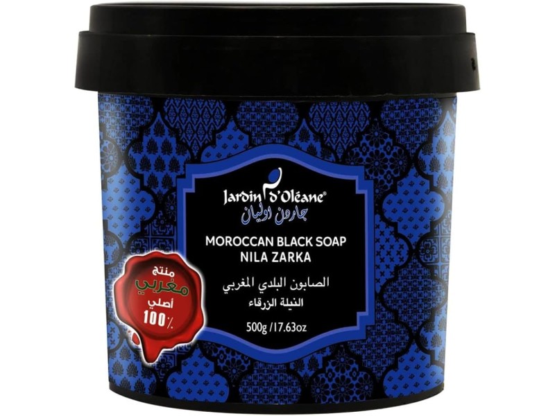 Jardin oleane moroccan black soap 500 gm indigo blue
