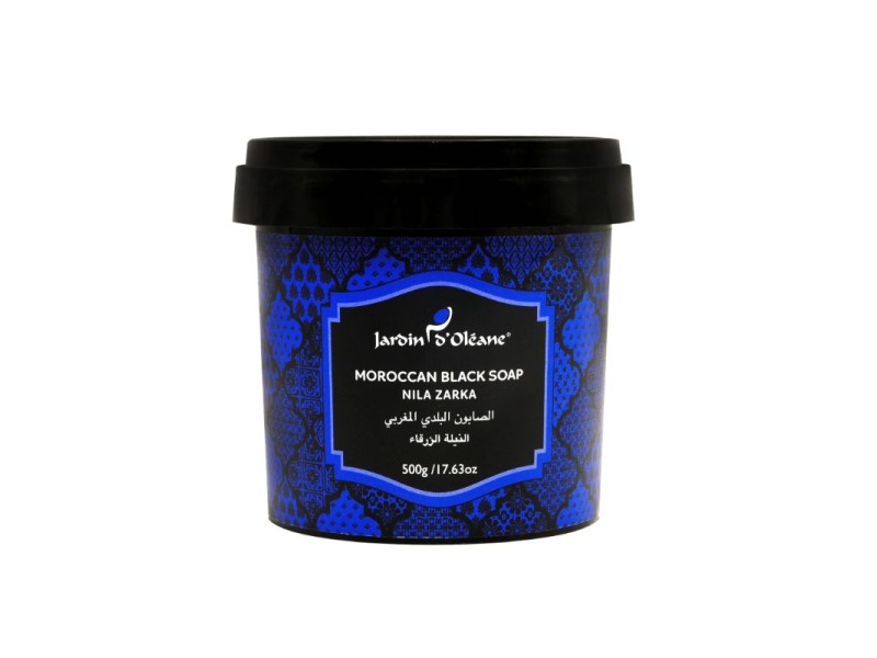 Jardin oleane moroccan black soap 500 gm indigo blue