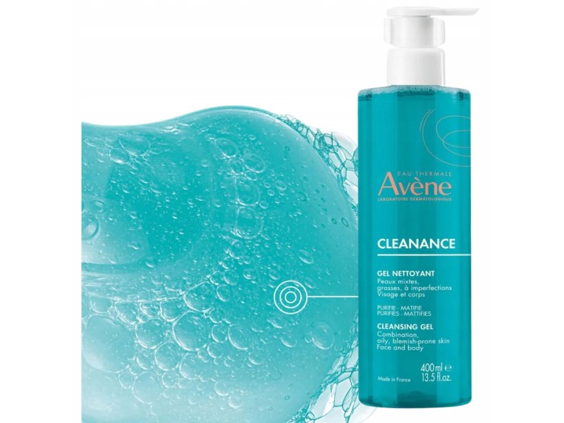 Avene cleanance cleansing gel soap free face & body 400ml
