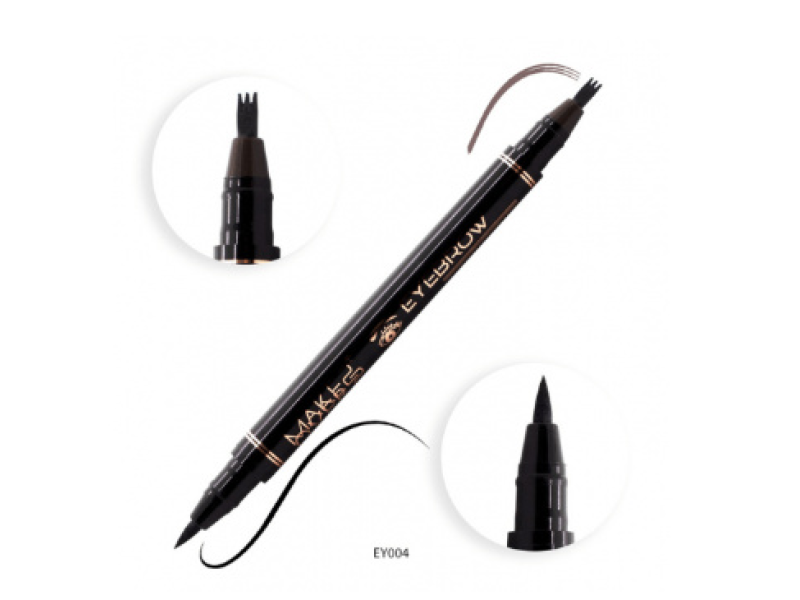 Make over 22 2-in-1 eyebrow and eyeliner pen medium brown ey004