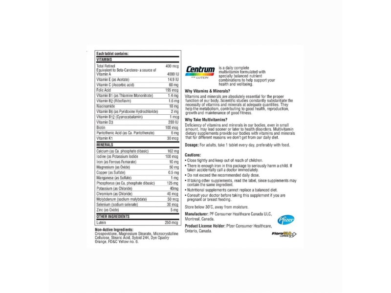 CENTRUM WITH LUTEIN 100 TABLETS