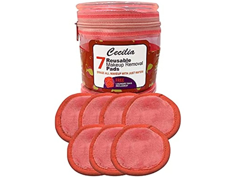 CECILIA 7 REUSABLE MAKEUP REMOVAL PADS-7 PINK