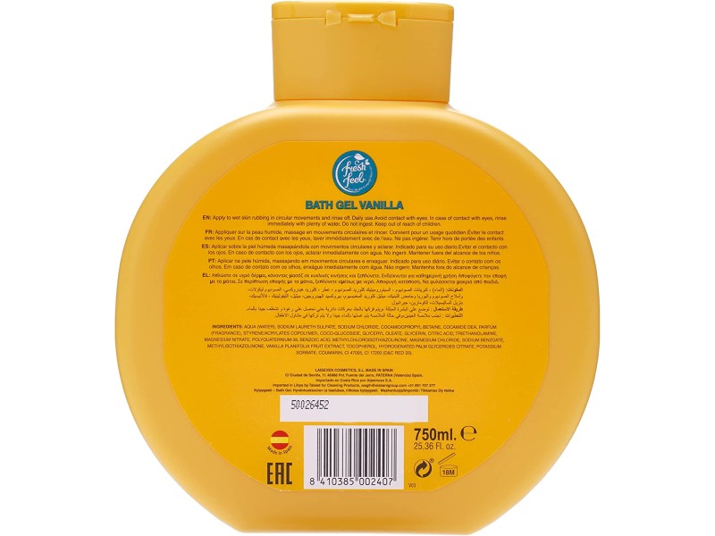 FRESH FEEL BATH GEL VANILLA 750ML