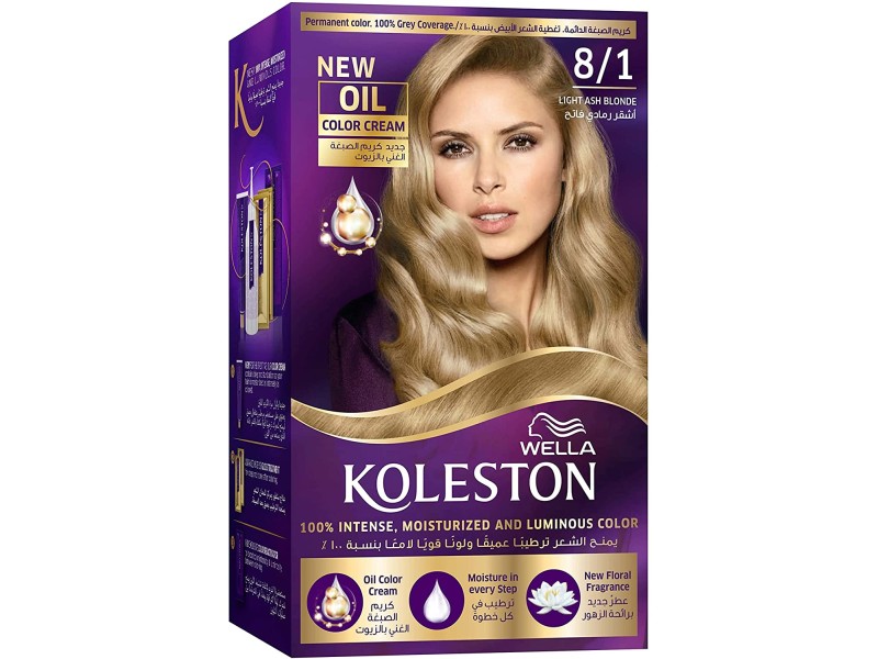 Koleston kit hair color light ash blonde 8/1