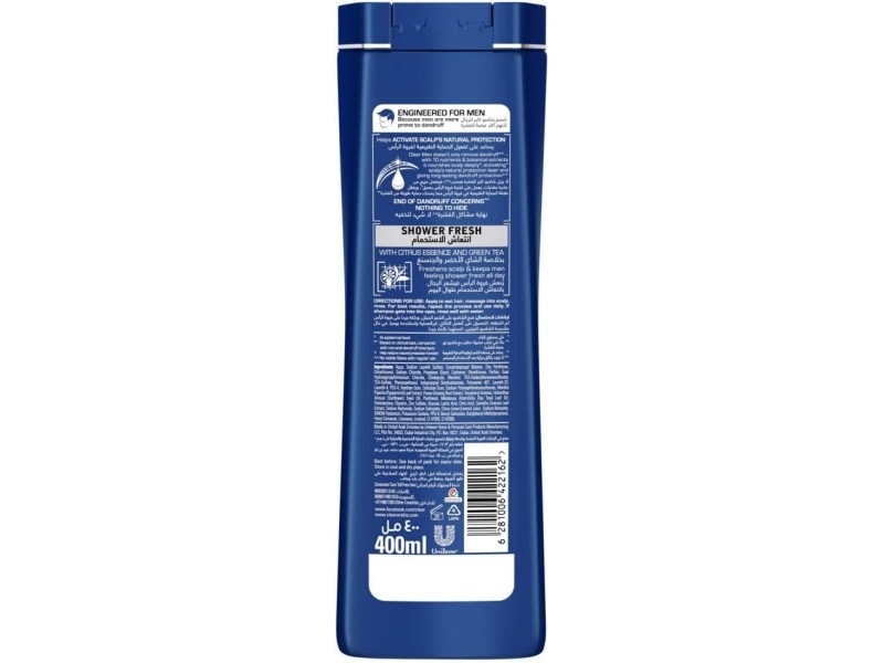 Clear shower fresh anti-dandruff shampoo for men 400ml