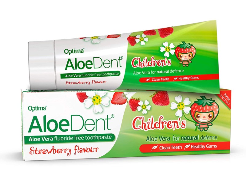 Aloedent childrens fluoride free toothpaste with strawberry