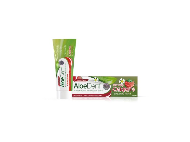 Aloedent childrens fluoride free toothpaste with strawberry