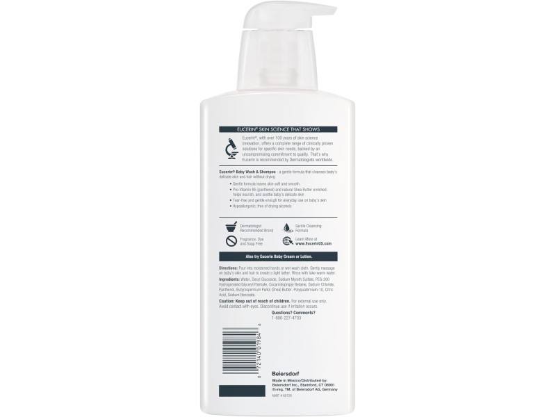 EUCERIN BABY WASH & SHAMPOO FRAGRANCE FREE 400ML
