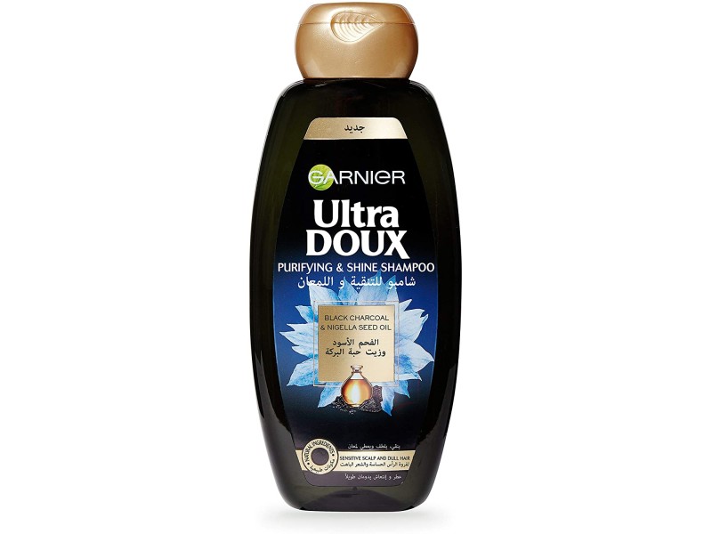 Garnier ultra doux with black charcoal and black seed oil shampoo 600ml