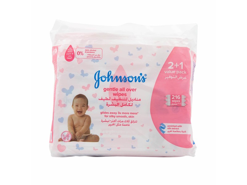 Johnsons gentle all over 72 wipes (2+1)