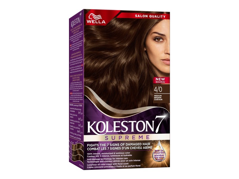 Koleston hair color kit 4/0 medium brown