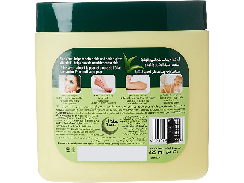 DABUR HERBOLENE PETROLEUM JELLY ALOE VERA 425ML+115ML FREE