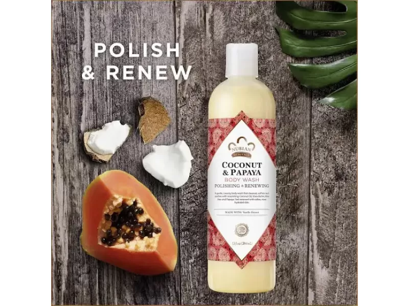 NUBIAN HERITAGE BODY WASH, COCONUT & PAPAYA 13 OZ