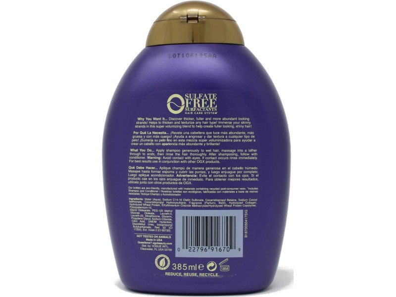 Ogx shampoo 385ml biotin & collagen + thick & full