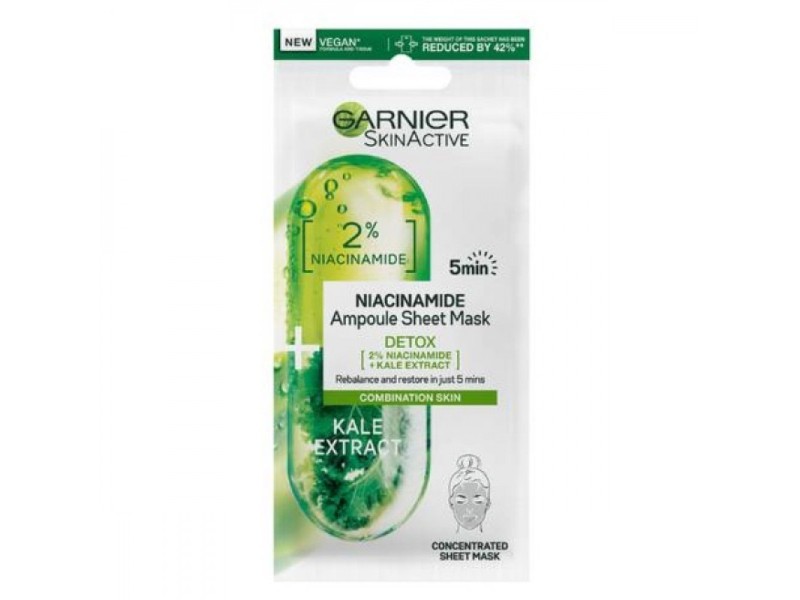 Garnier niacinamide detox ampoule sheet mask for oily skin 15 gm